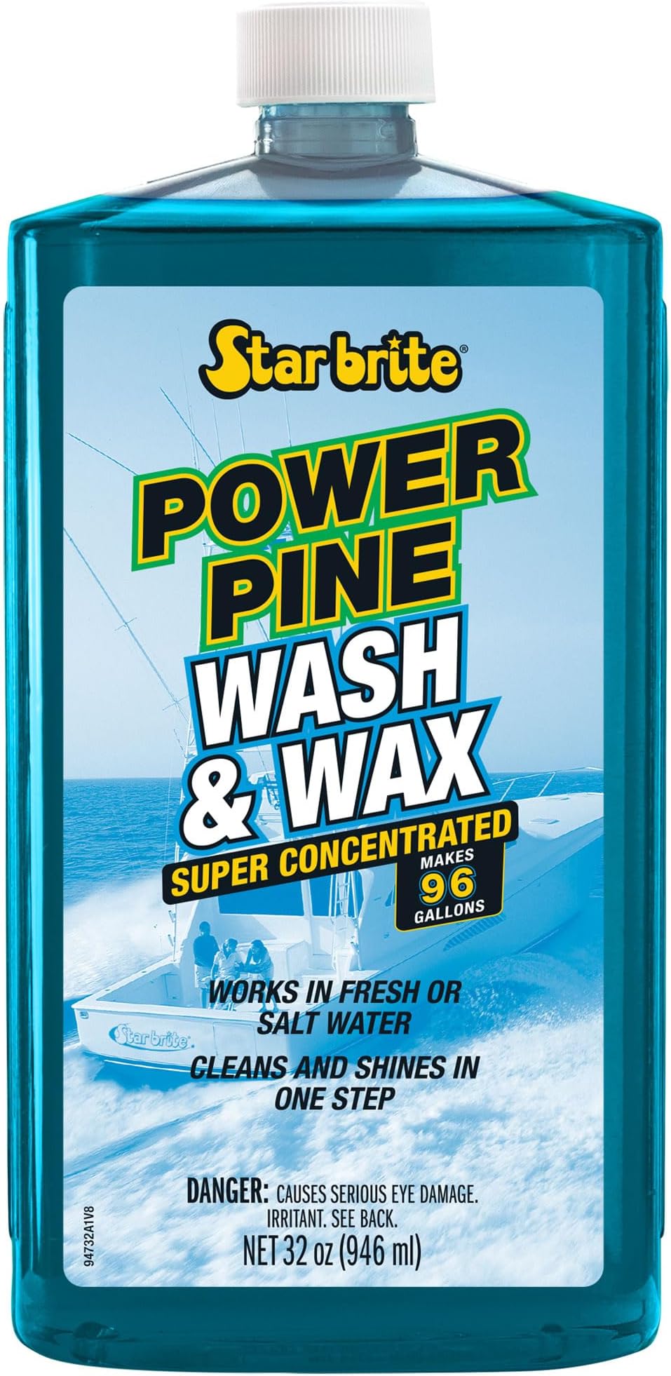 STAR BRITE Power Pine Wash & Wax - Concentrated Marine Grade Formula for Boats, Cars & More - Clean, Shine, UV Protect & Shed Stains in One Step
