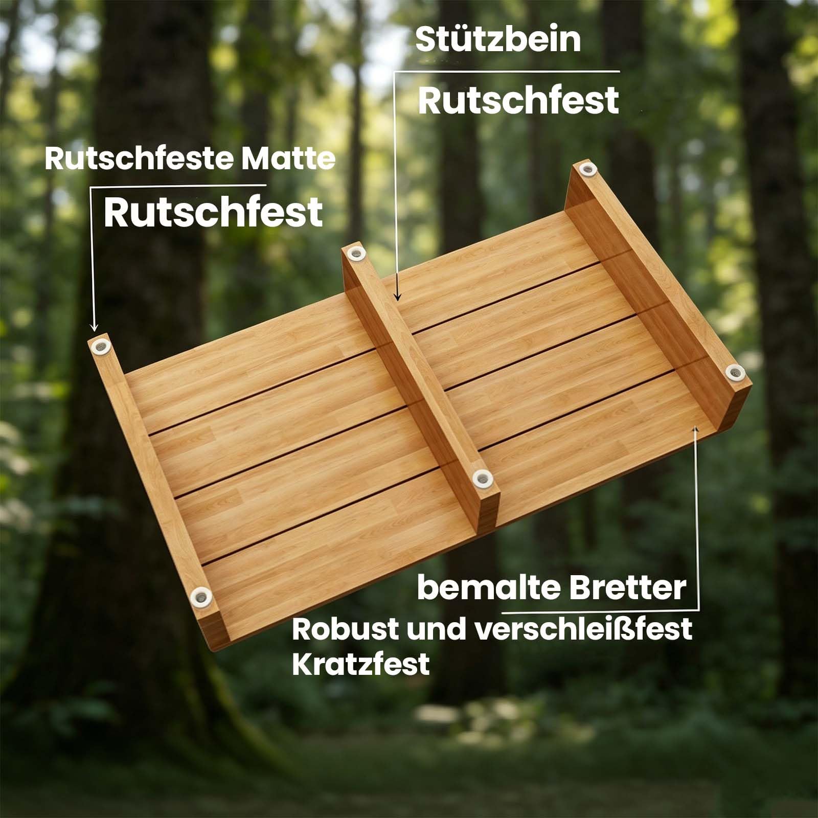 Betttritthocker, Holz-Tritthocker, für den Eingangsbereich,unterstützt das Auf- und Absteigen des Eingangs, mit rutschfesten Pads, rutschfeste Trittstufe, für den Innen- und Außenbereich.