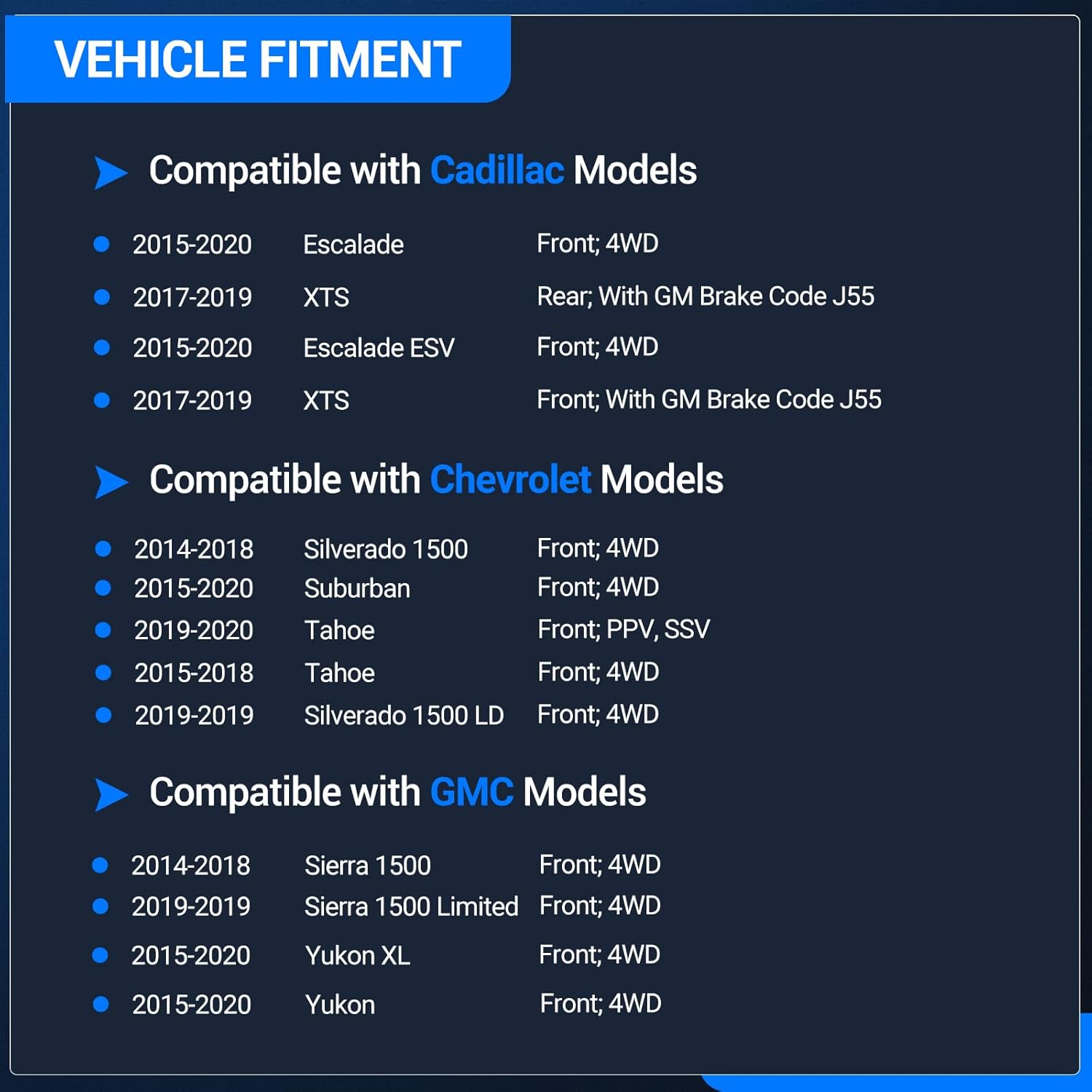 Autoround 515160 4WD Front Wheel Bearing and Hub Assembly Fit for 2014-2020 Chevrolet GMC Cadillac - Tahoe Sierra 1500 Yukon XL Escalade ESV Silverado 1500 XTS Suburban, 6-Lug w/ABS, Set of 2