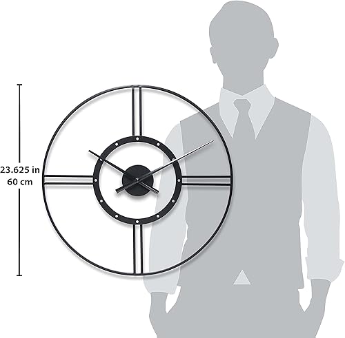 Miniatura 5 de Infinity Instruments Astro - Reloj de pared grande de metal de 24 pulgadas, moderno, decorativo, decoración del hogar, funciona con pilas (negro)