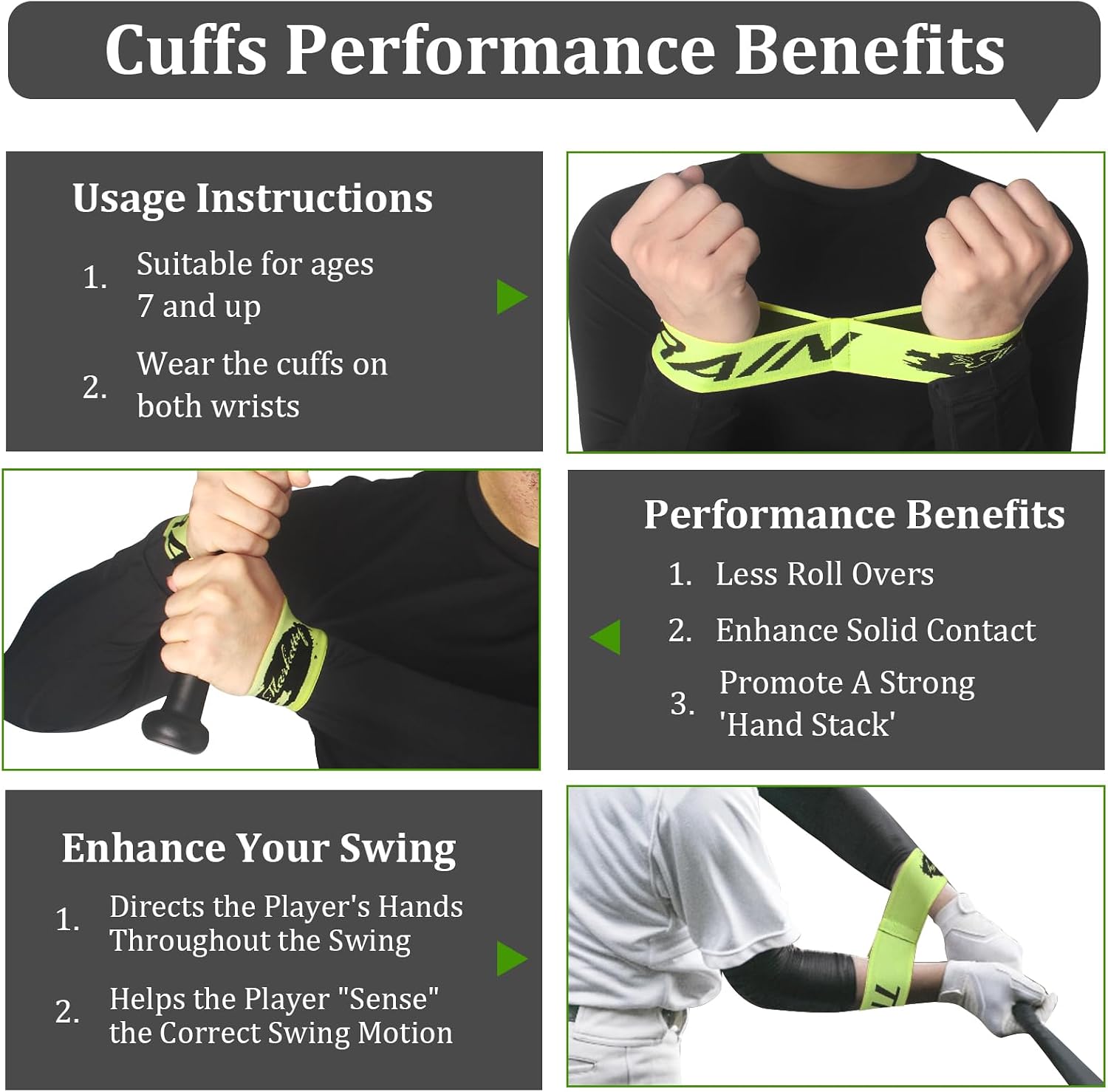 Baseball/Softball Training Equipment for Batting Training, Swing Trainer Aid, Hitting Trainer, Baseball Training (Black - Body Band)