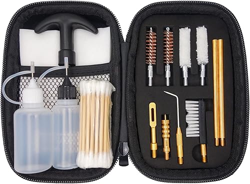 APCHYWELL Kit de limpieza de pistola de 0.354 in, kit de limpieza de pistola para .357 .38 con cepillo de bronce, adaptador Jag de latón, botella