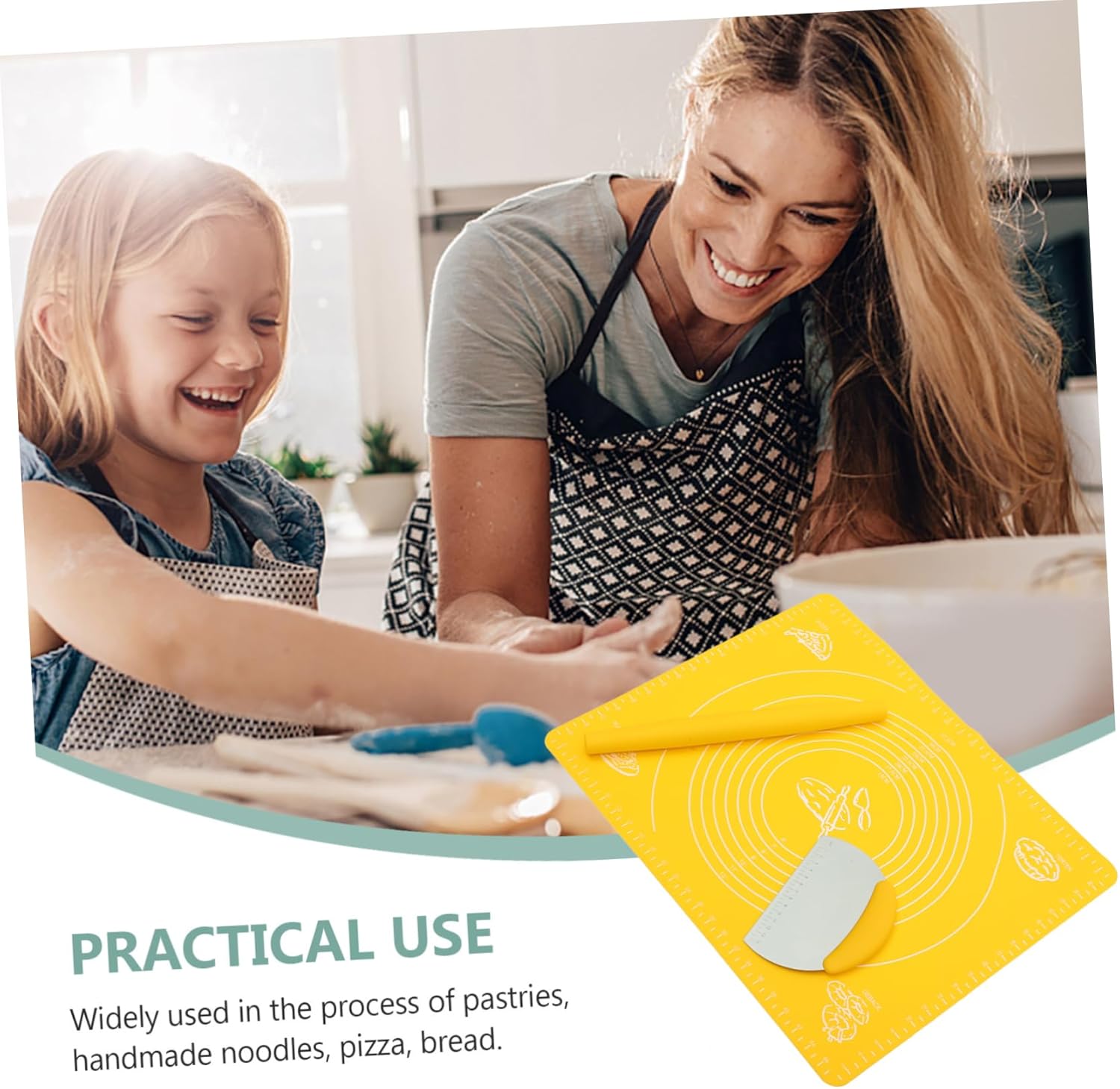 ABOOFAN 3pcs Kneading Pad Dough Roller Non-stick Silicone Pastry Board for Bread Baking