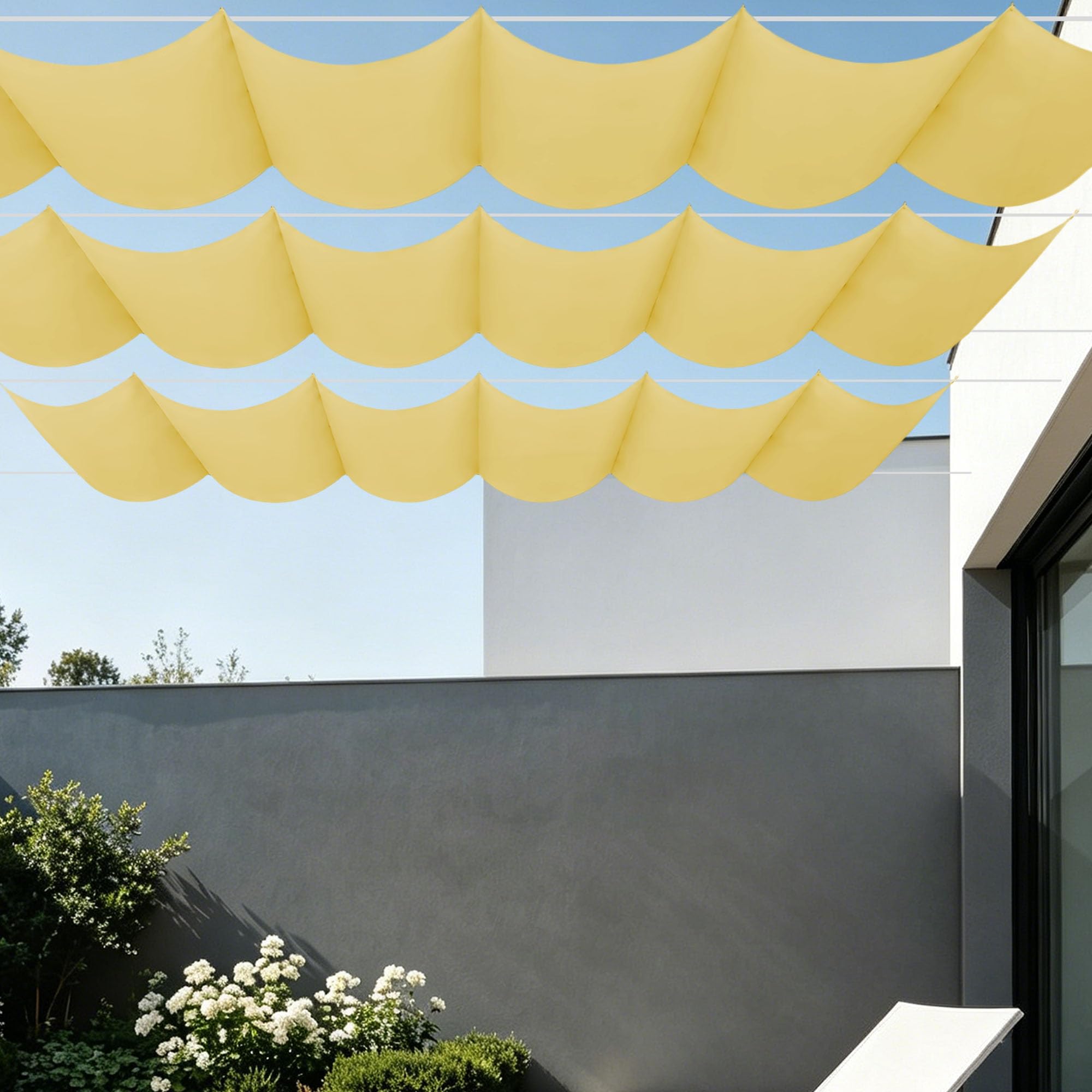 Voile d'ombrage rectangulaire 4x2.4m jaune sable avec oeillets