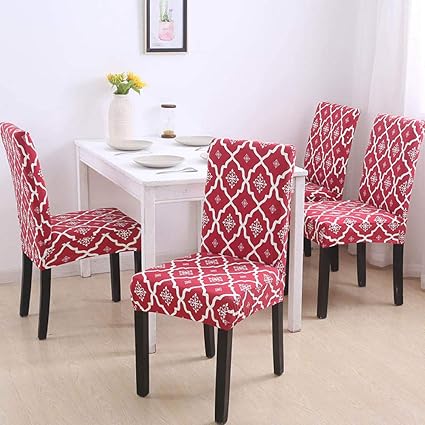 Amazon Co Jp Lzhlmcl ウェディングチェアスリップカバー1 2 4 6pcs赤い椅子カバースパンデックス弾性取り外し可能な椅子カバーストレッチ防汚シートカバーダイニング結婚式6pcs ホーム キッチン