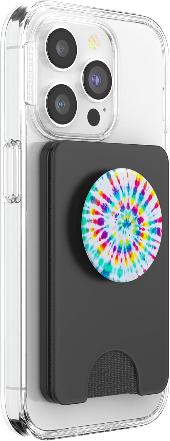 Cool Tie Dye Rainbow White Swirl Design Colorful Pattern PopSockets PopWallet for MagSafe