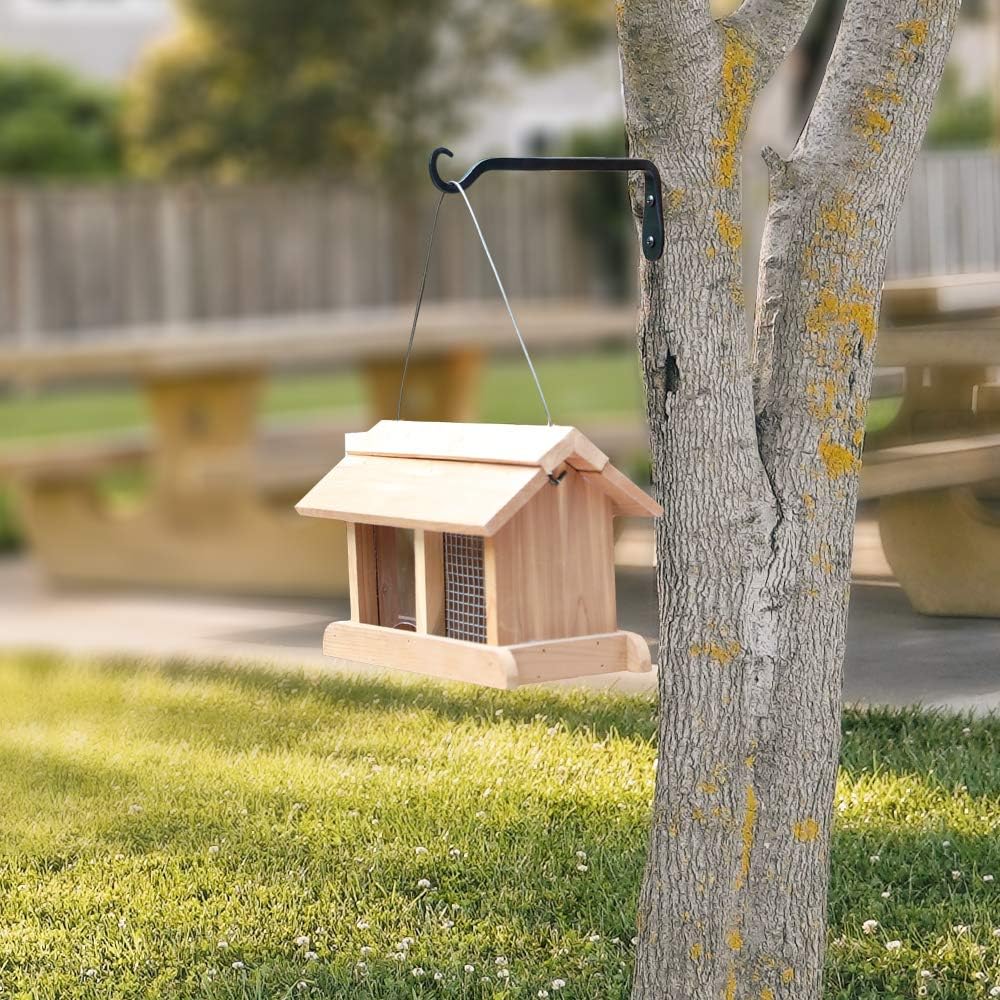 Worth Garden 6-Pack 7" Plant Hanger Bracket - Forged Wrought Iron Powder-Coated Heavy Duty Wall Hook - Black Hanging Hooks - Durable and Stable for Bird Feeders, Planters Indoor & Outdoor