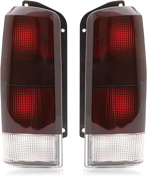 Tail Light Assembly Compatible With 1997-2001 Jeep Cherokee Passenger and Driver Side Brake Rear Lamp Taillights Red Smoke 4897399AA 4897398AA CH2800128 CH2801128