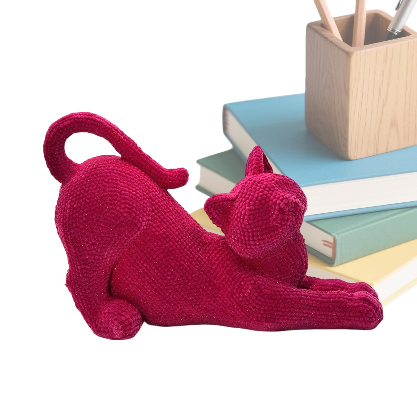 Figurines de chat pour bureau et étagère résistant à la poussière en résine