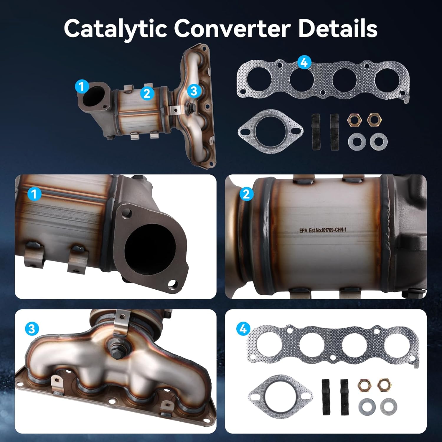 Catalytic Converter 16867 Catalytic Converter with Gasket for 2011-2016 Hyundai Elantra L4 1.8L, for 2013-2013 Kia Forte OE# 16867 (EPA Compliant)