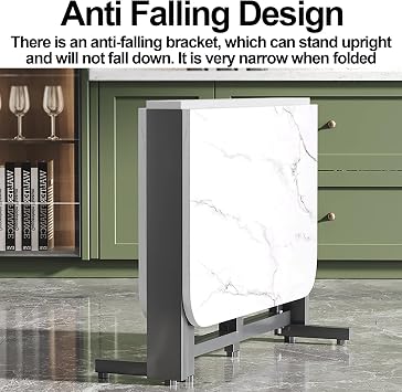 Folding Dining Table with Modern, Foldable Multipurpose Dining Table, Table Drop Leaf Dining Table with Legs, Solid Wooden Foldable Kitchen Table, Space Saving, for Dining Room Kitchen Living Room (C