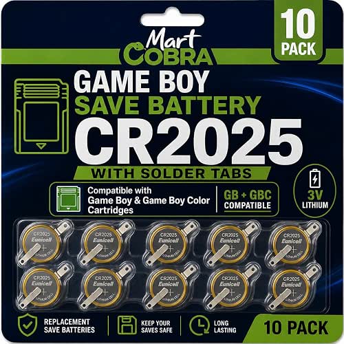 Mart Cobra CR 2025 Batteries with Solder Tabs 10-Pack Gameboy