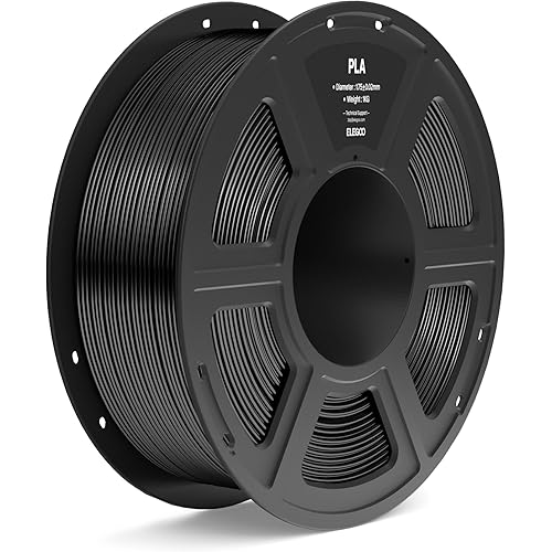 ELEGOO PLA Filament 1.75mm Black 1KG, 3D Printer Filament Dimensional Accuracy +/- 0.02mm, 1kg Spool(2.2lbs) Fit Most FDM 3D Printers