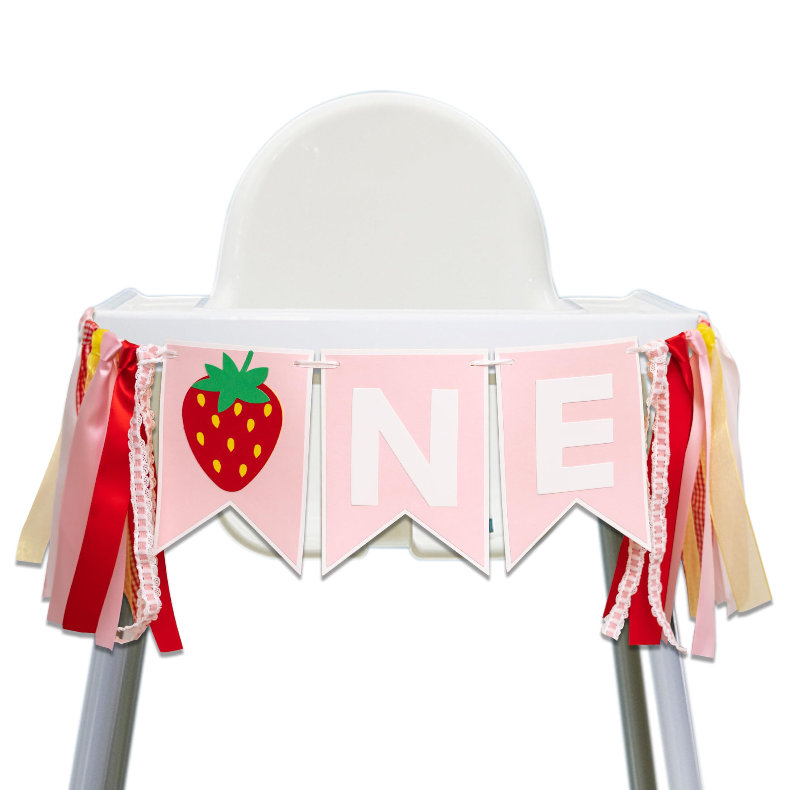GIOGUK Strawberry First Birthday High Chair Banner - Berry Themed Party Decor, 1st Birthday Party Supplies For Baby Girls And Boys, Strawberry Themed