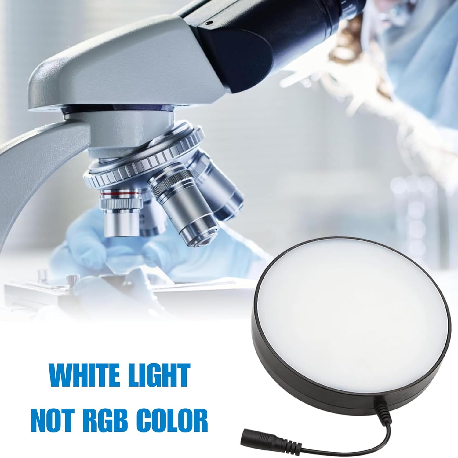 Microscope LED Ring Light Illuminator – Adjustable Brightness White Light Source with Power Adapter, Replacement Accessory for Laboratory Stereo Microscopes (US Plug)
