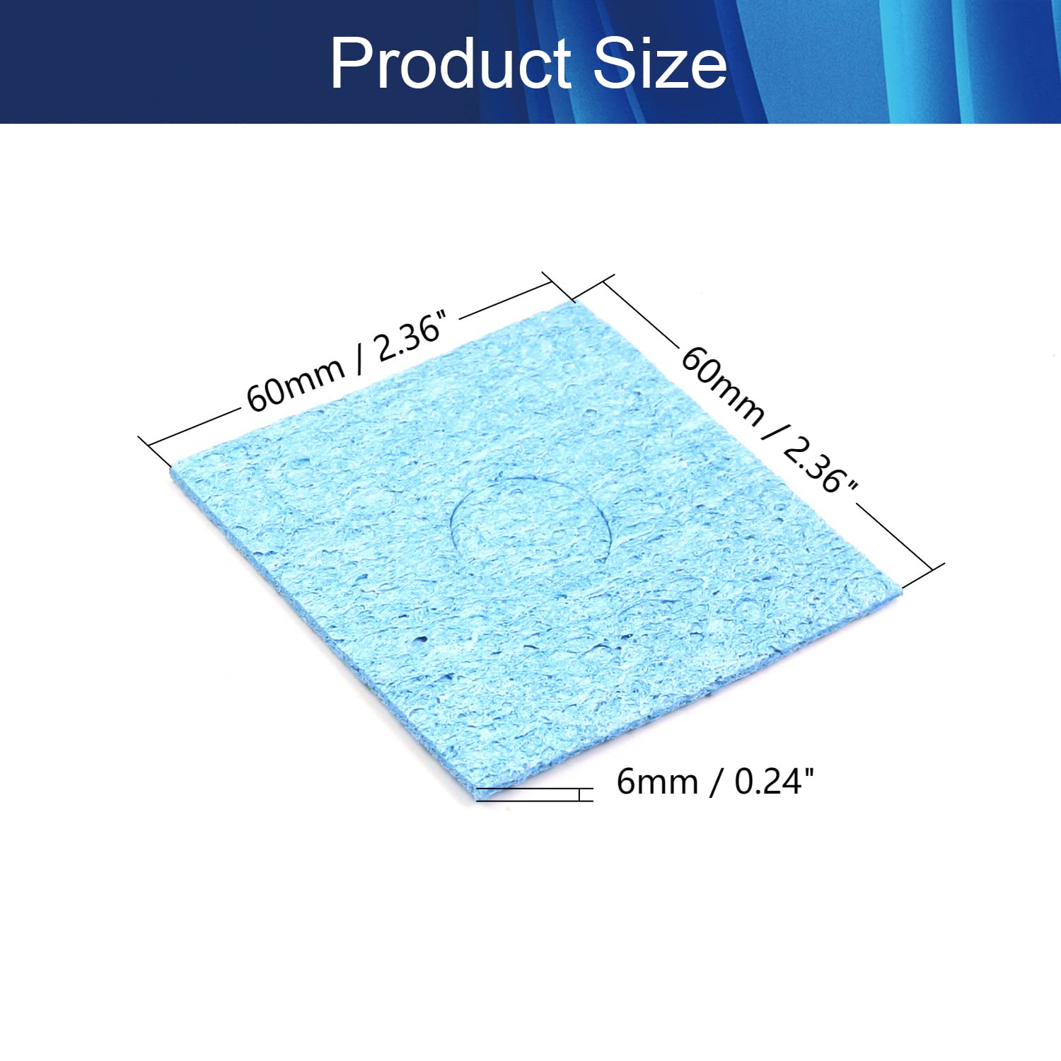 10Pcs Soldering Sponge 60mmx60mmx6mm for Iron Tips, Soldering Iron Cleaning Sponge Solder Tip Clean Pads, Blue Square,Aicosineg