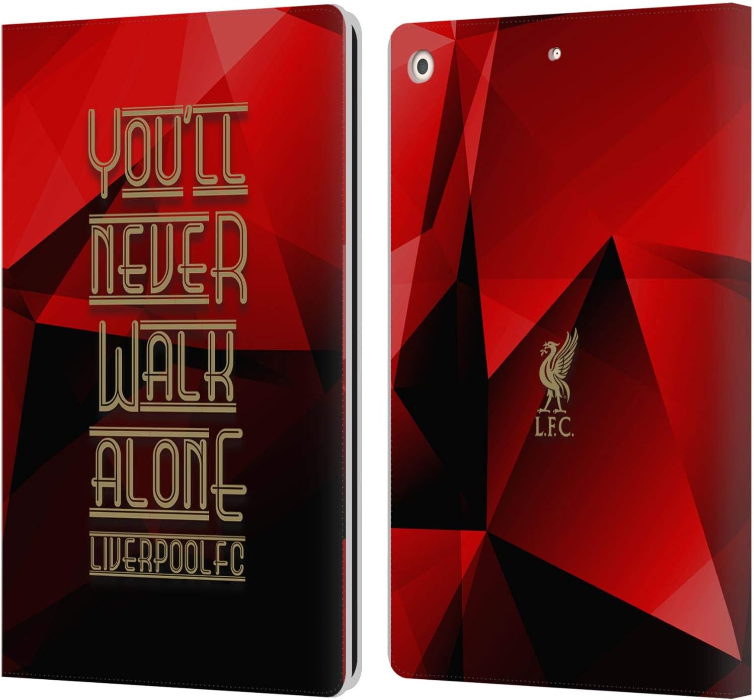 Head Case Designs Officially Licensed Liverpool Football Club Red Geo YNWA Liver Bird YNWA Leather Wallet Case Compatible with Apple iPad 10.2 2019/2020/2021