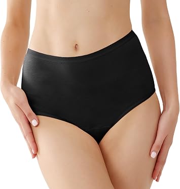 Washable Incontinence Underwear for Women 2 oz Leak Proof Absorbent Briefs for Postpartum Bladder Leakage 1 Pack Black, 2XL