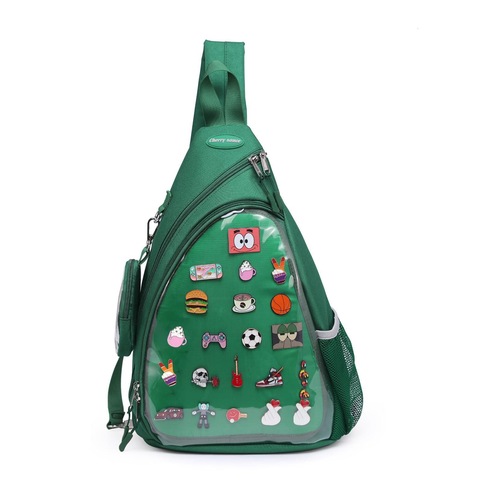 CHERRY SAUCE Oxford Ita Bag Kawaii Pin Display Chest Pack Single Shoulder Bag Sport Backpack Hiking Daypack