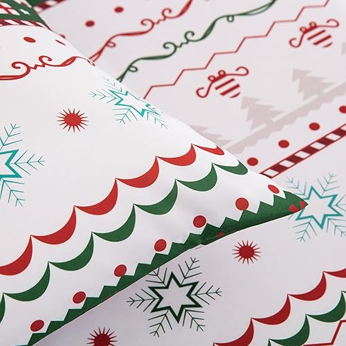 Miniatura 2 de Dinjoy Fundas de almohada de Navidad tamaño Queen, paquete de 2 fundas de almohada reversibles de color rojo, beige, muñeco de nieve, árbol de