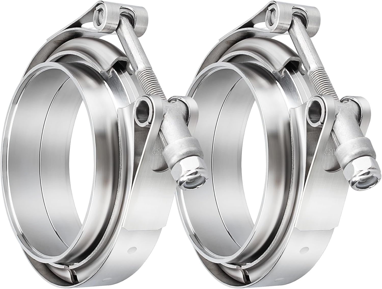 2.5 Inch V Band Clamp Coupling with Flange Male Female Stainless Steel(2Pcs)