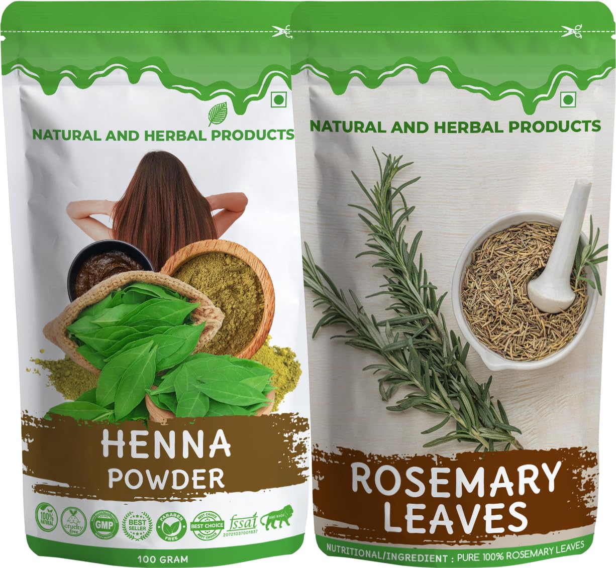 Henna Powder + Rosemary Leaves Powder Combo | 100% Natural & Herbal Hair Care Pack | Traditional Plant-Based Hair Pack | Chemical-Free | (Pack Of 2)-image-10