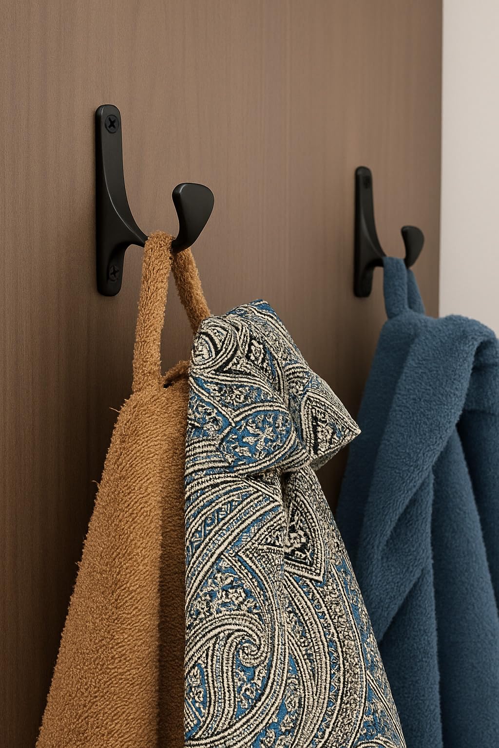 ANGSTROM Paquete de 10 ganchos de baño, soporte de una sola punta montado en la pared para albornoces y toallas de baño (negro mate)