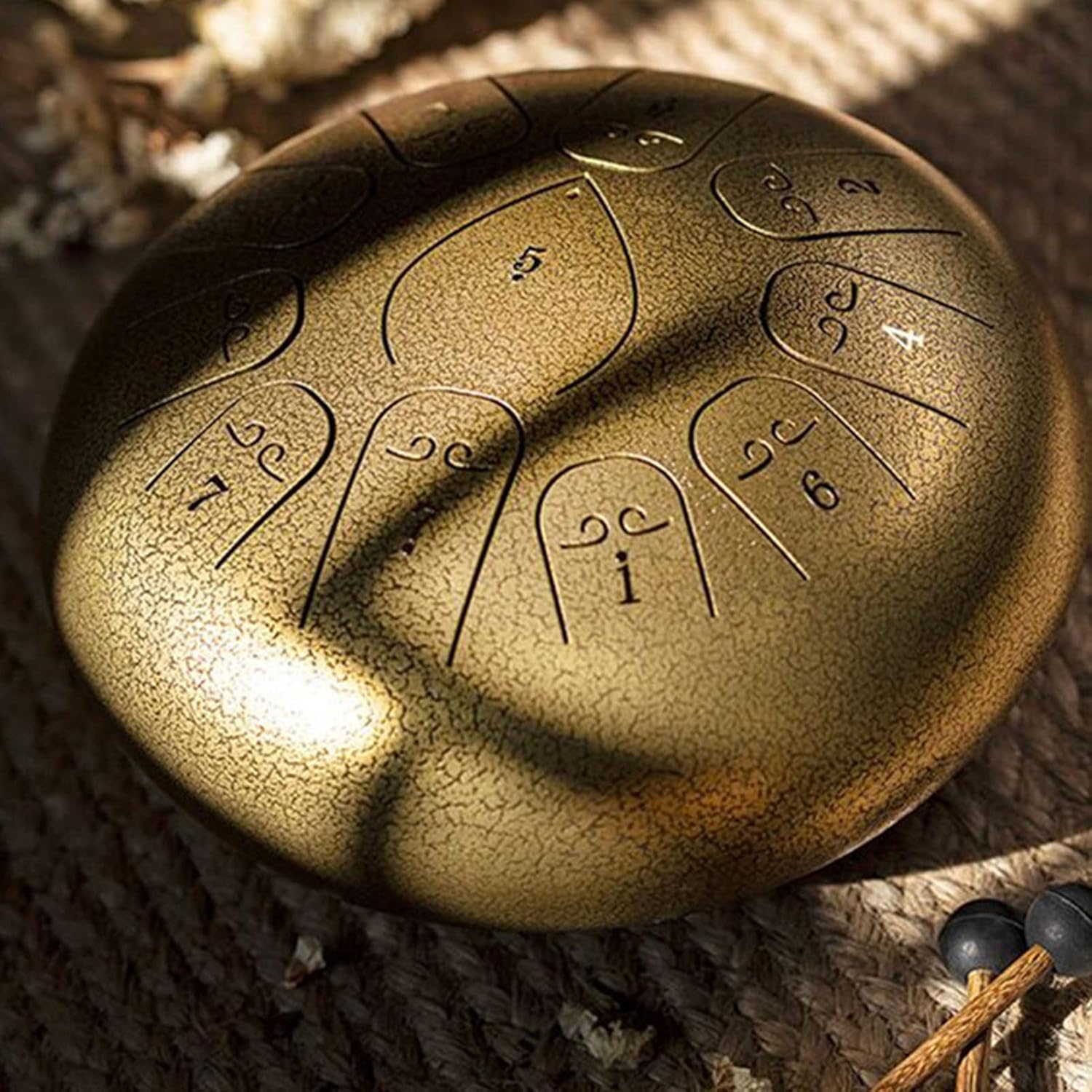 13 Notes 12 Inch Hand Tongue Drum Portable Ethereal Drum Percussion Instrument with Music Book, Mallets and finger rings for Camping, Meditation, or Yoga Lotus Steel Tongue Drum (Color : B) (G)