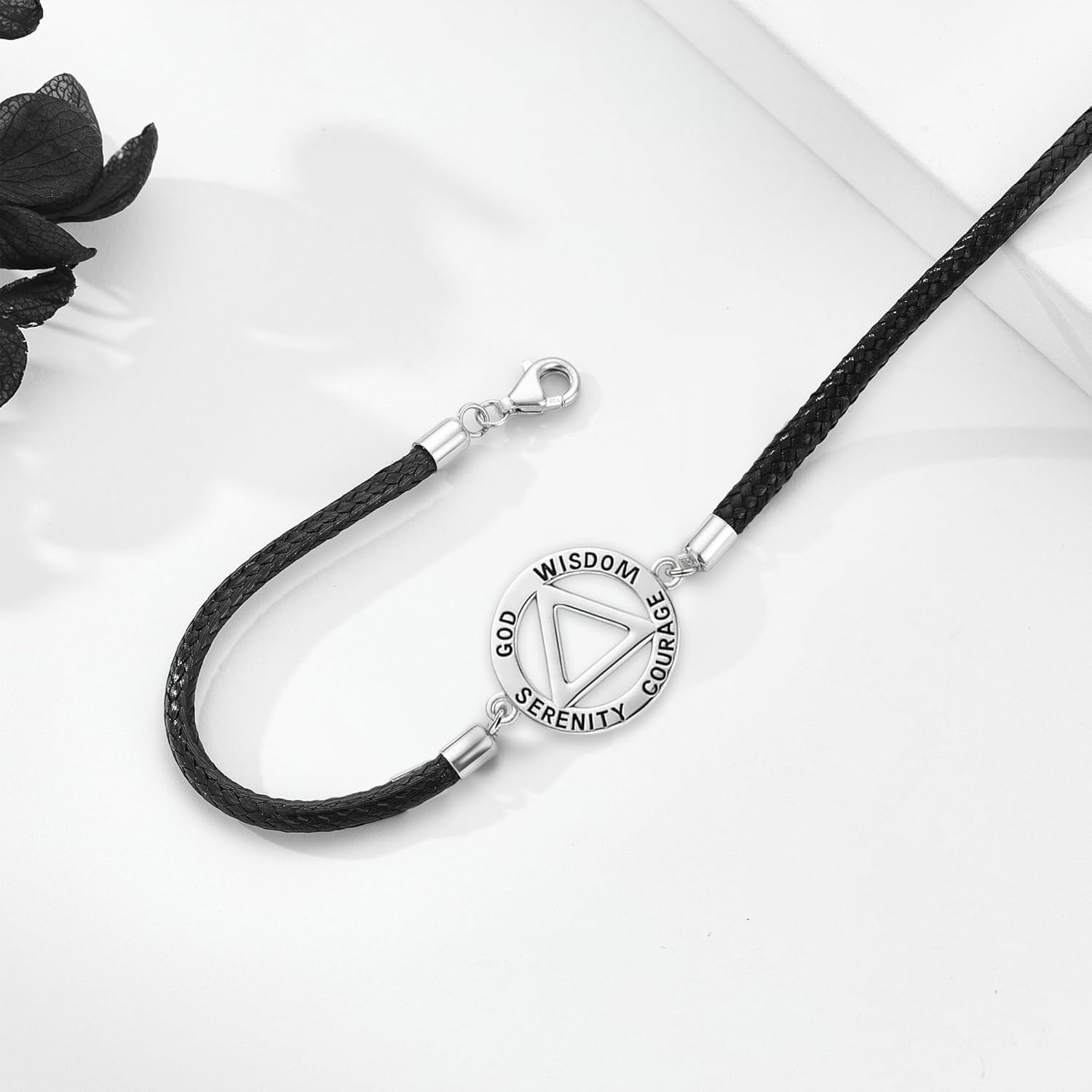 AOBOCO AA Recovery Bracelet 925 Sterling Silver Alcoholics Gifts Triangle Sobriety Stay Sober Recovery Jewelry for Men Women Her - Image 3