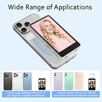Monitor selfie magnetic pentru telefon mobil Bettdow de 3,97 inchi, ecran pentru cameră spate wireless cu difuzor pentru iPhone și Android, alb 3