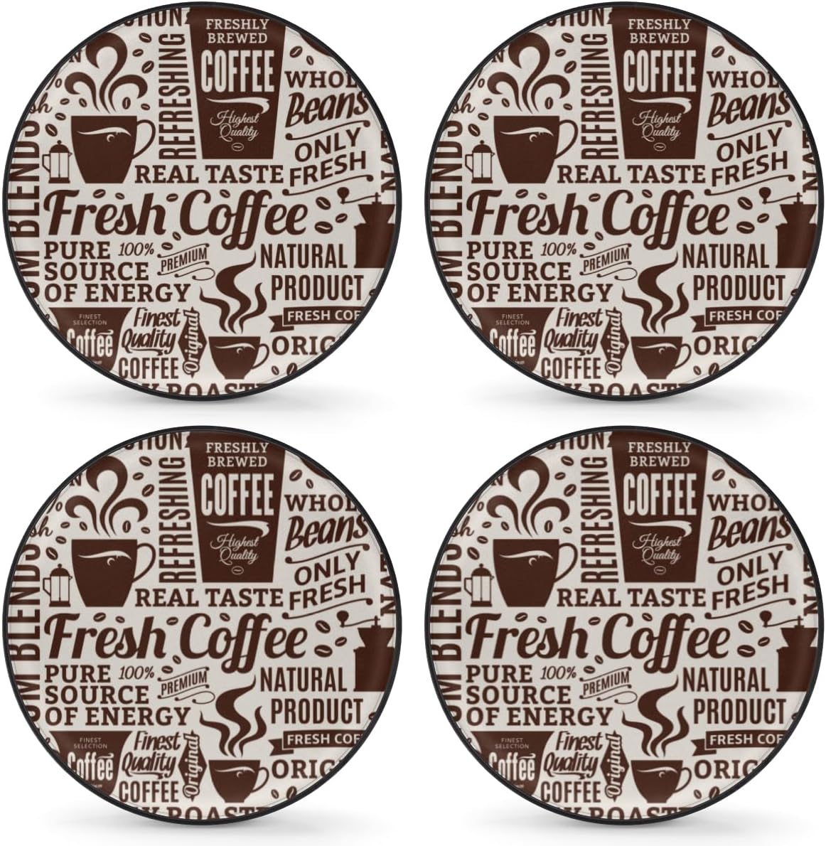 Coffee Shop Tire Covers Portable Spare Tire Cover Soft Durable Waterproof Dustproof Set of 4 Bags 15 Inches for Car Truck SUV Trailer Camper