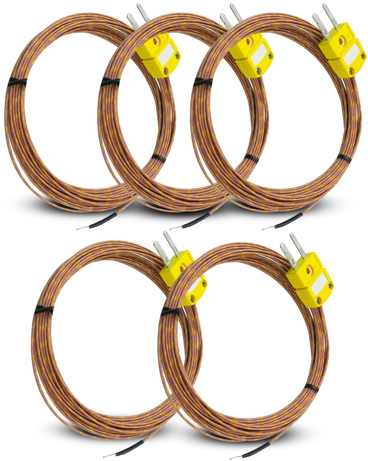 5Pcs K Type Mini-Connector Thermocouple Temperature Probe Sensor, 5 Meters Long Temperature Sensing Line, Measure Range -50°C~482°C (-58°F~899°F)