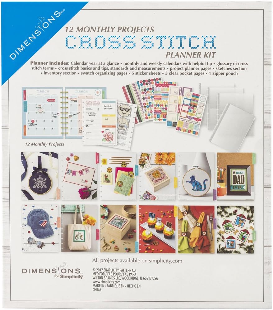 Simplicity Vintage 12 Monthly Projects Cross Stitch Planner Kit