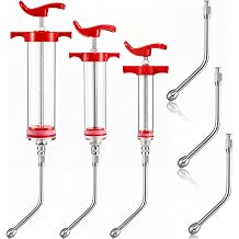 Huwena 3 Pcs Goat Syringe with 3 Drench Nozzle Reusable Adjustable Dosage Drench Gun Syringe for Bird, Cats, Dogs, Goats, Pigs, 20ml 50ml 100ml, Orange