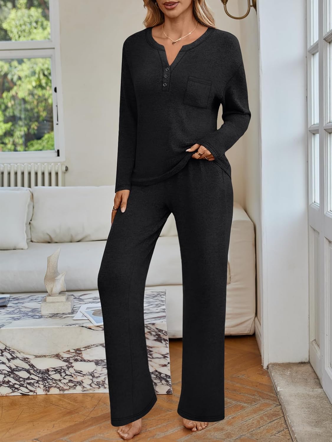 LILLUSORY Womens 2 Piece Lounge Sets Winter Outfits 2026 Sweatsuit Matching Pjs Airport Vacation Travel Fall Pajamas Fashion - Image 2