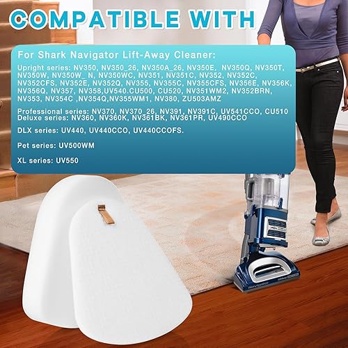 Miniatura 2 de Paquete de 2 filtros de espuma y fieltro para Shark Navigator Lift-Away Vacuum ZU503AMZ NV350 NV351 NV352 NV355 NV356E NV357 NV360 NV370 NV391 UV440