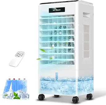 Portable Air Conditioner 3-in-1 Evaporative Cooler with Remote, Ice Boxes, and Large Water Tank