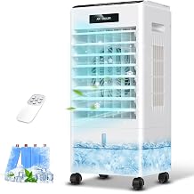 Portable Air Conditioners, 3-in-1 AC Cooling Fan, Evaporative Air Cooler | 3 modes 3-Speed with Remote Control &amp; 4 Ice Boxes, with Large Tank 20H Cooling, for Home, Bedroom, Kitchen (Black)