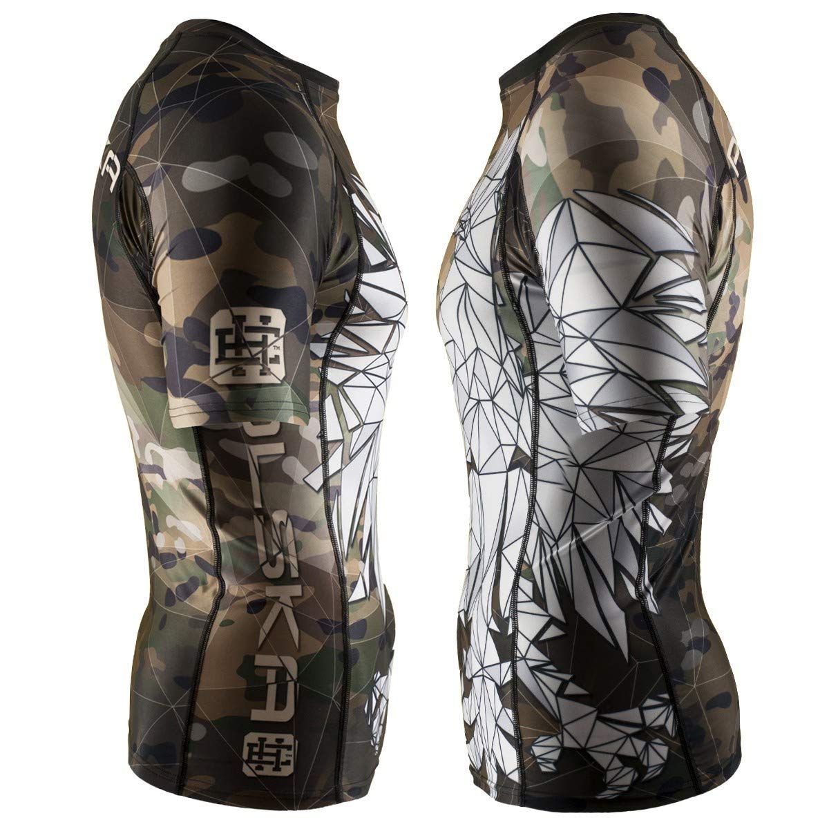 Kurzarm Rashguard, Herren-Sport-T-Shirt, Fitness-T-Shirt, Kompressionsshirt, Shortsleeve, Funktionsshirt Bodybuilding MMA Boxing