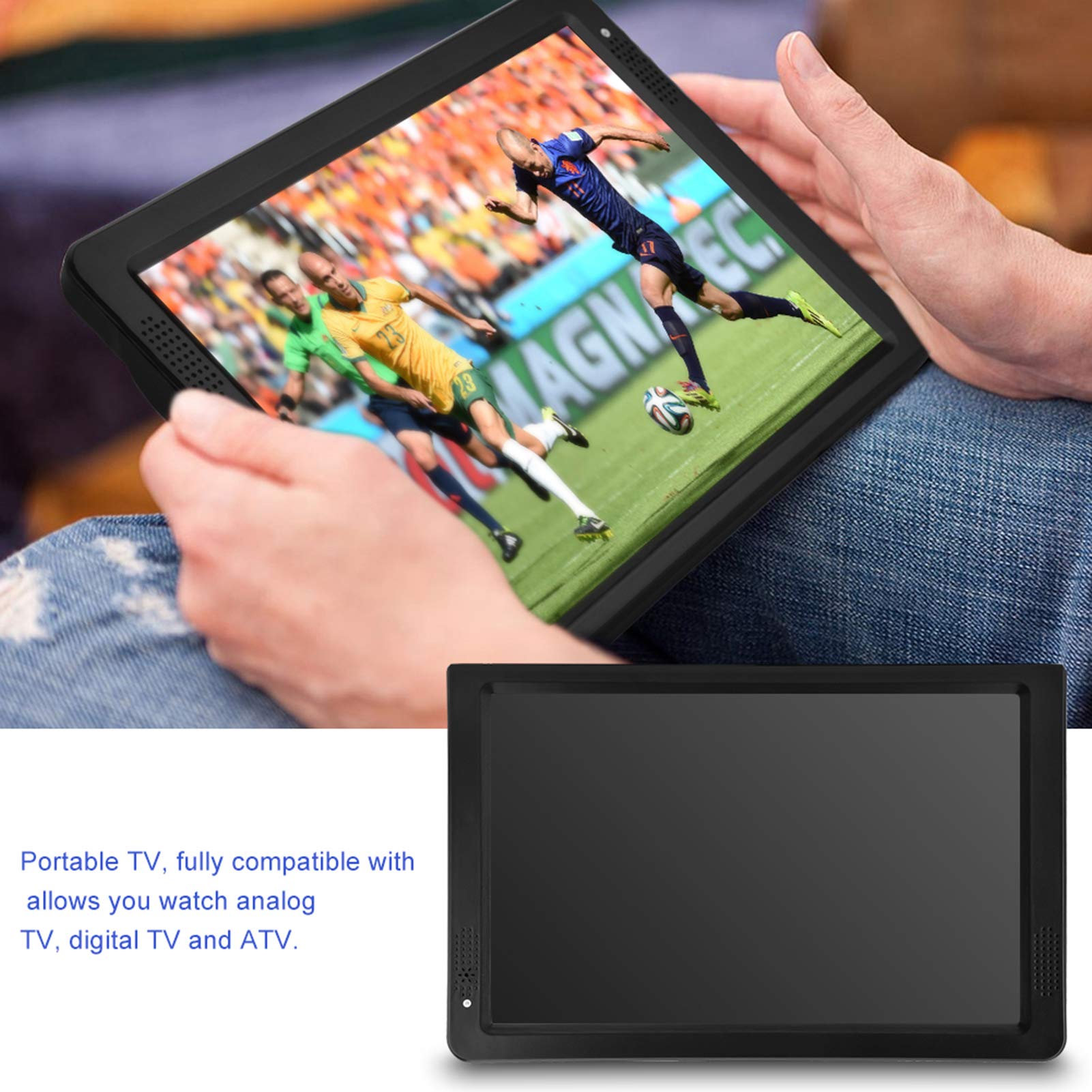 VBESTLIFE T / T2 Téléviseur Portable 12 Pouces, avec Ecran LCD Haute Résolution 1280 * 800 Téléviseur Numérique Support Alimentation Secteur, Adaptateur Allume-Cigare 12V etc(EU)