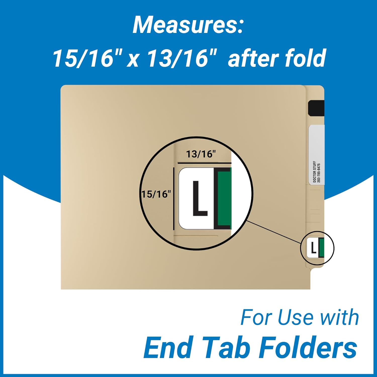 Doctor Stuff - File Folder Labels, Alphabet Letter L, Jeter 2800 - JEAM Series Compatible Alpha Stickers, Dark Green, 15/16" x 1-5/8", 500/Roll