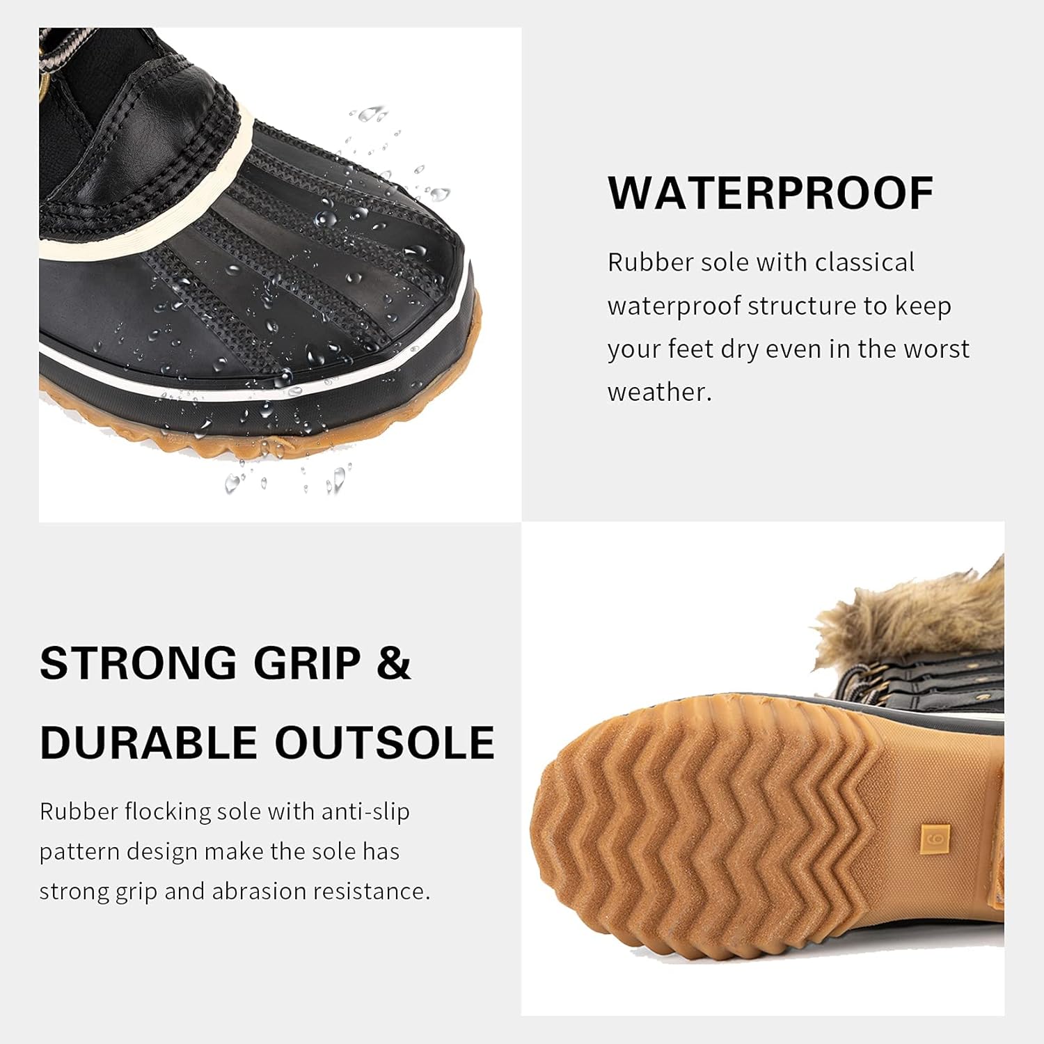 GAWBAW Winter Snow Boots for Women - Waterproof Duck Boots Fur Lined Snow Booties Rain Boots For Women - Image 5