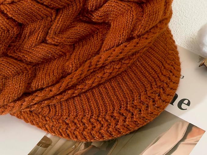 Gorro de invierno de punto con visera para mujer miniatura 4
