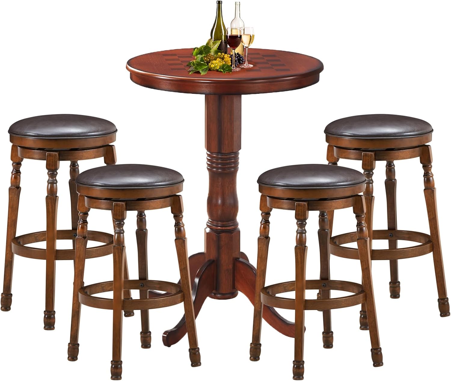 ERGOMASTER 5Piece Dining Table Set for 4, Compact Round