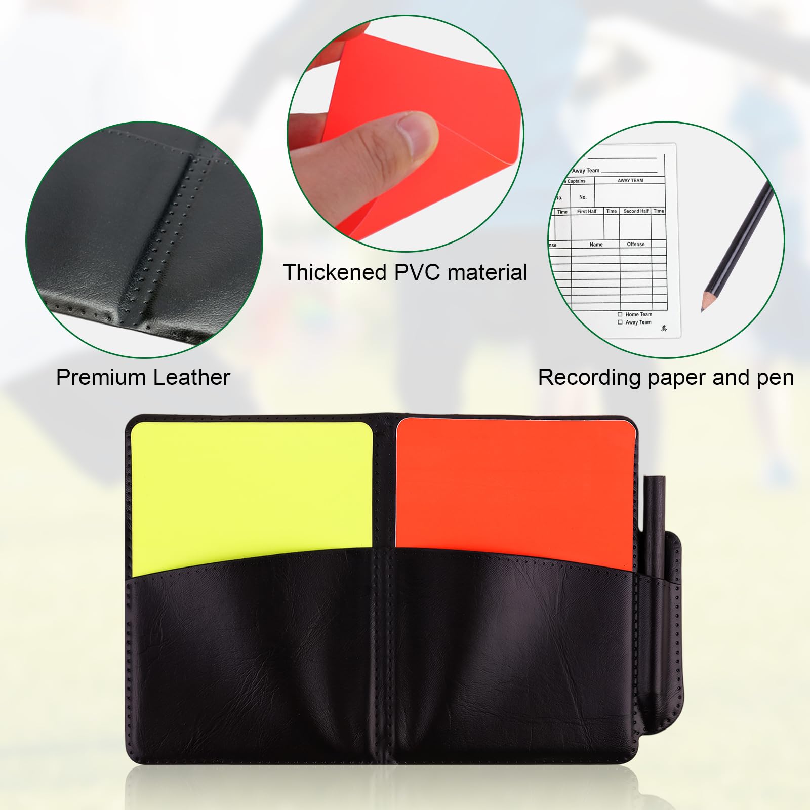 Juego de Árbitro Profesional con Silbato, Tarjetas Roja y Amarilla, Tarjetero y Funda Protectora para Fútbol