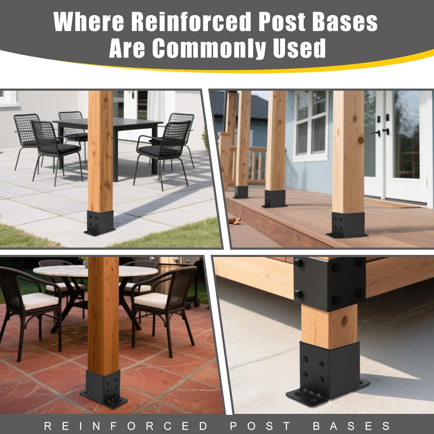 2Pcs 6x6 Post Base Heavy Duty (Inner Size 5.5x5.5), Super Thick Steel Post Brackets for Deck, Pergola, Fence, Mailbox, Gazebos