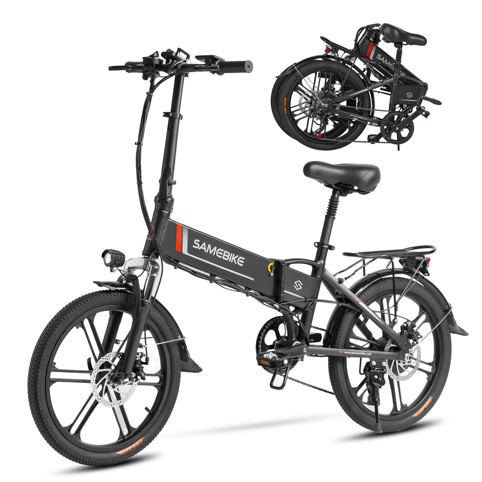 SAMEBIKE 20 Zoll E Bike Elektrofahrrad City EBike klapprad mit 48V 10,4Ah Abnehmbarer Akku 7 Gänge Off-Road Mountainbike E-Bike Max.Reichweite bis zu 40-80 km für Herren Damen (20LVXD30-II)