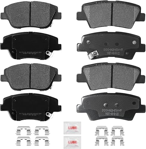 Juego de pastillas de freno de disco delanteras y traseras de cerámica con hardware S1444 S1313 Reemplazo para Hyundai Sonata 2011 2012 2013 2014 disponible en Yaxa Peru