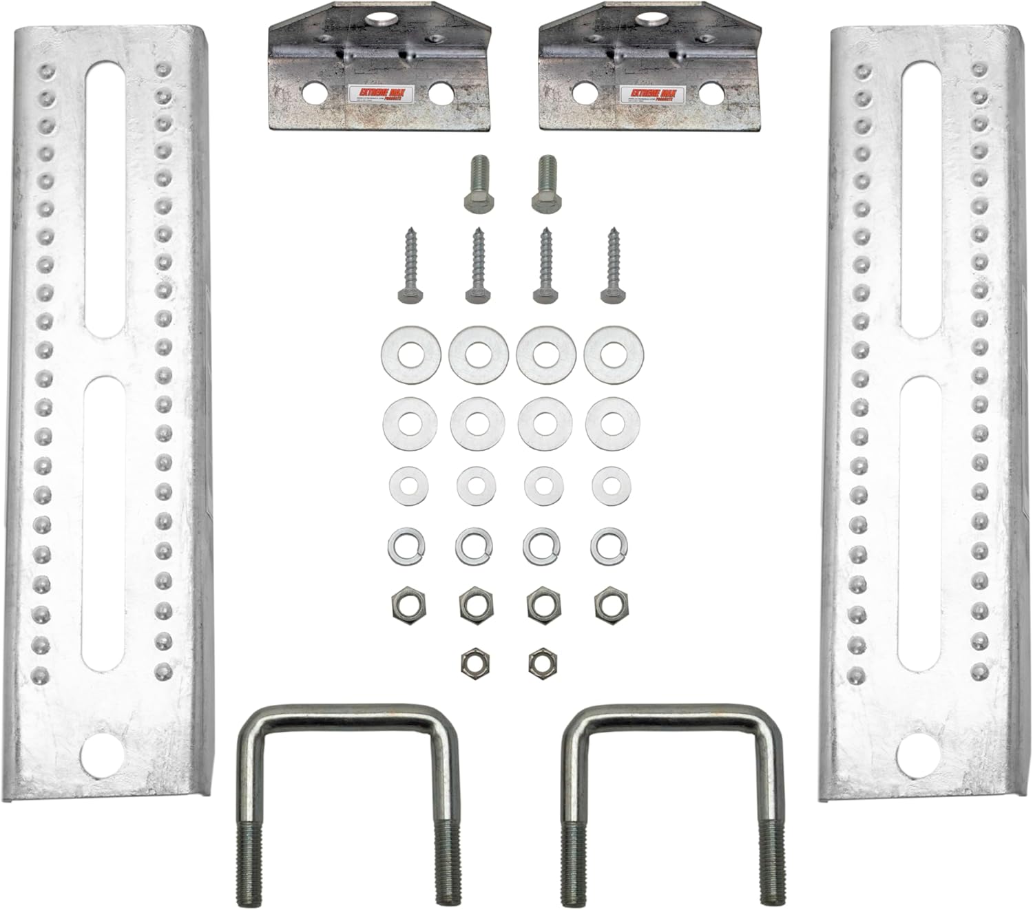 Extreme Max 3006.7041 10" Galvanized Swivel-Top Bunk Bracket with Hardware for 2" x 3" Trailer - 4-Pack