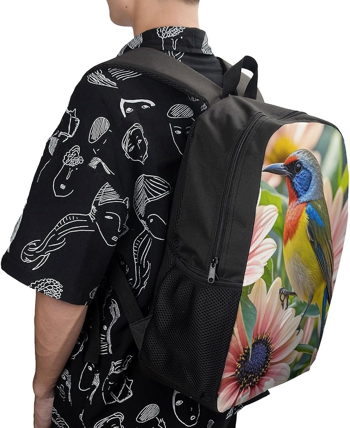 Flowers And Birds 17 Inch Laptop Backpack, College Bookbag image 5